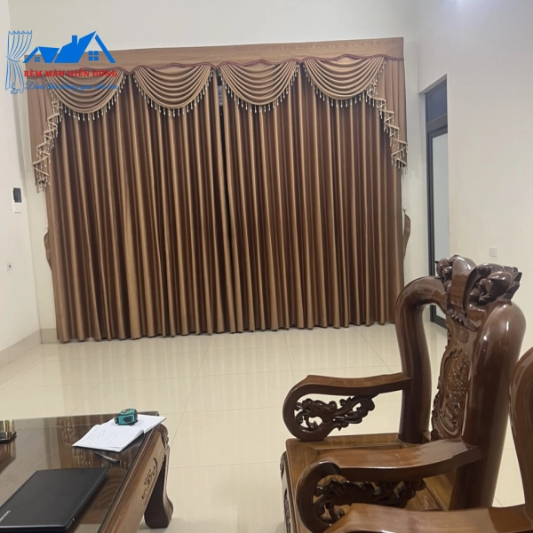 Mẫu Rèm Cổ Điển Xám Nâu - Vàng